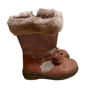 Rachel Pink Faux Fur Tall Boots Sz 8 Girls Toddler Zipper Closure